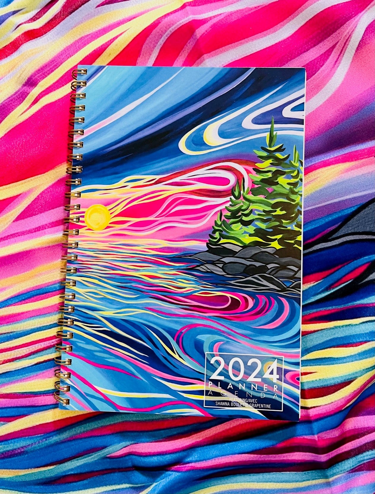 Reflect & Grow, with Love 2024 Planner Notebook Moon & Back Custom